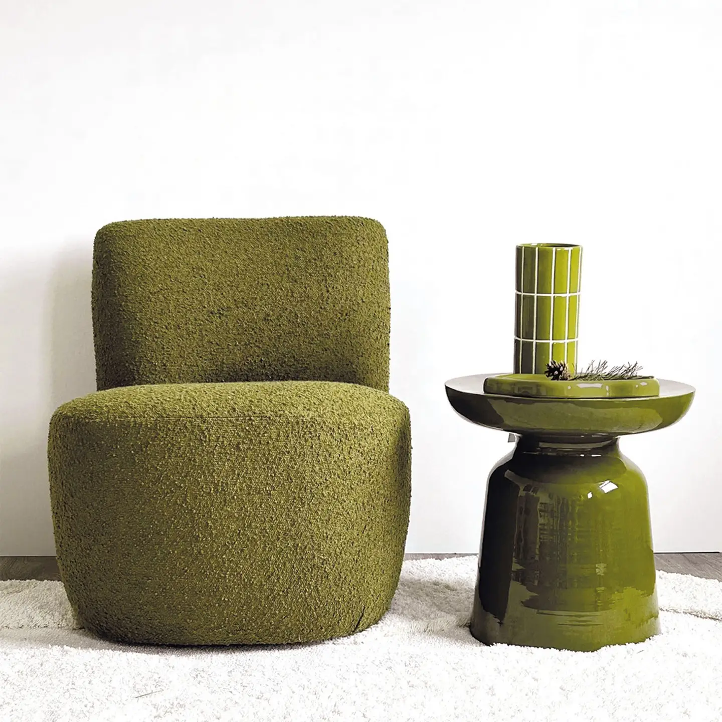 Vase Carrelage- kaki D10,5 H23cm – Image 3