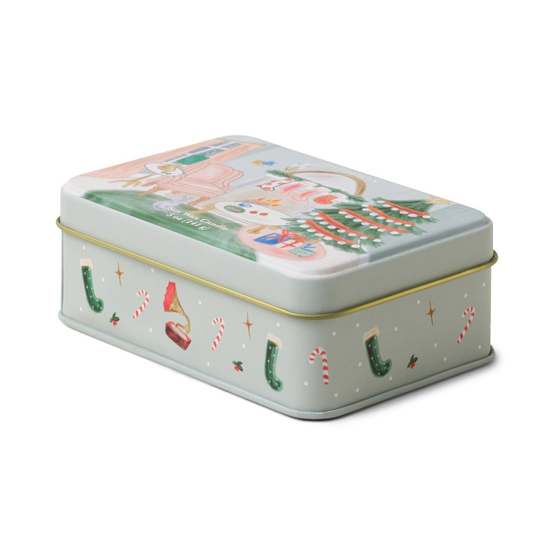 Bougie de Noël en boîte métallique – 141 g – Salon : Kaki & Châtaigne – Image 2