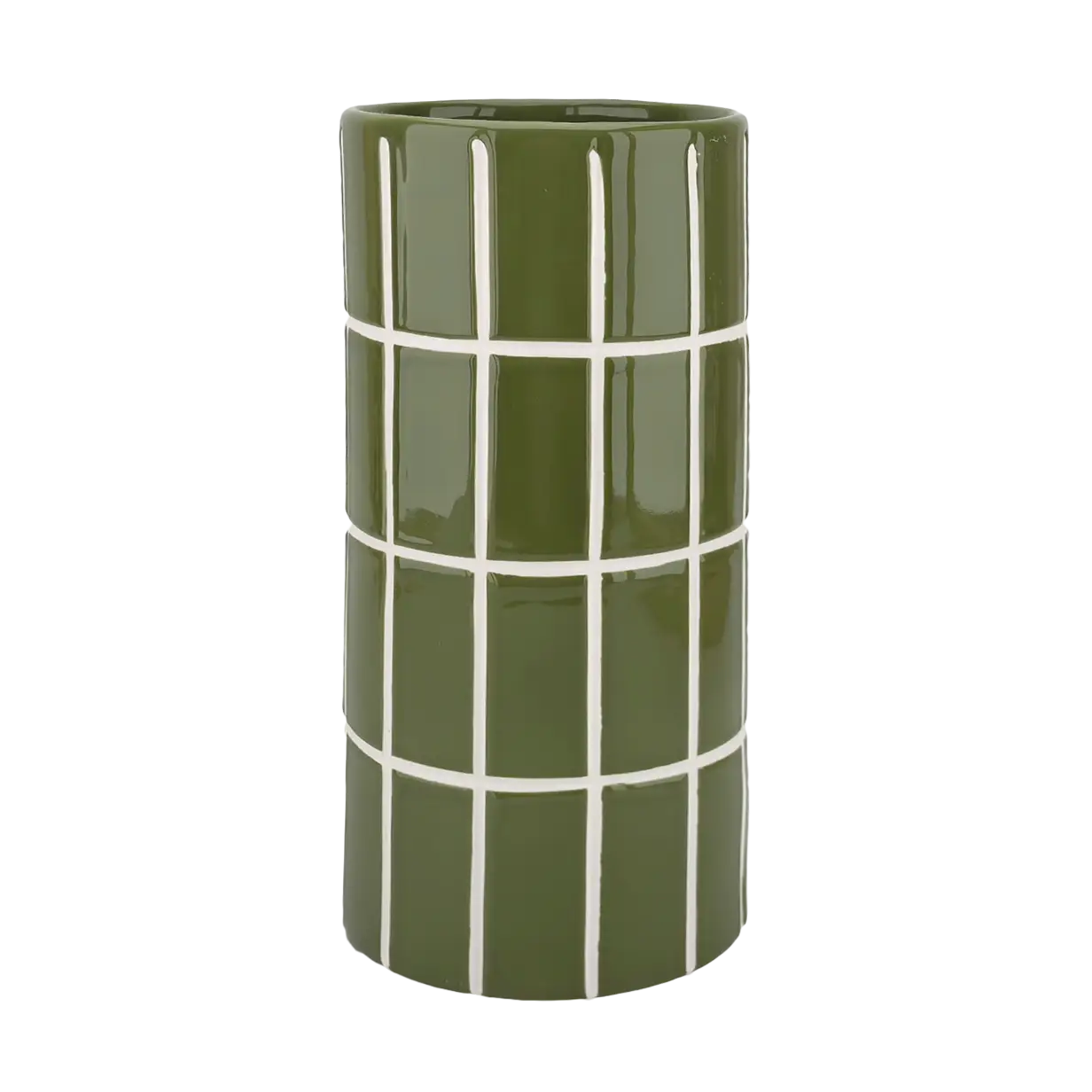 Vase Carrelage- kaki D10,5 H23cm