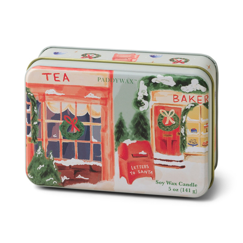 Bougie de Noël en boîte métallique – 141 g – Boutique : Orange douce & Sapin