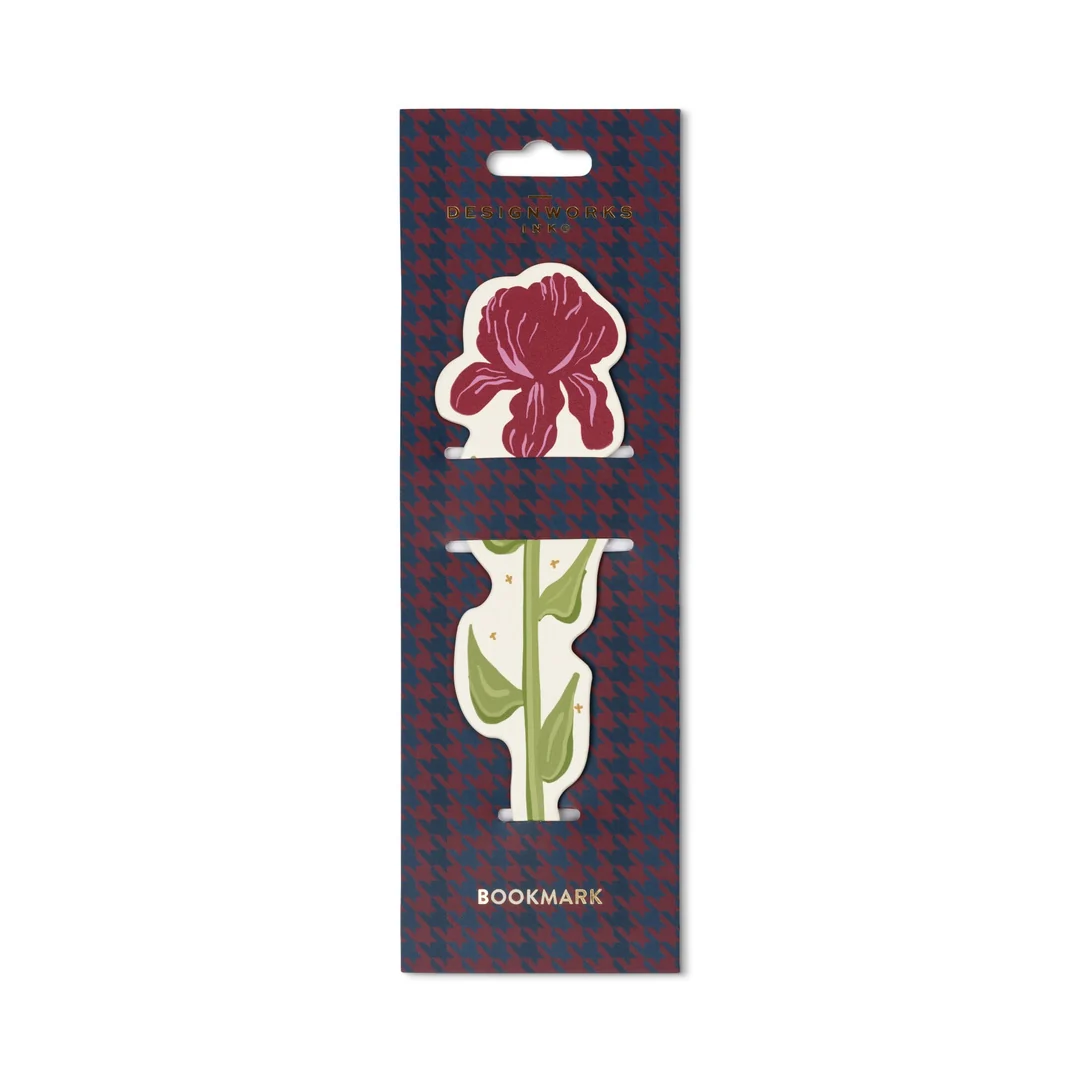 Marque-page floral encadré en similicuir – Iris