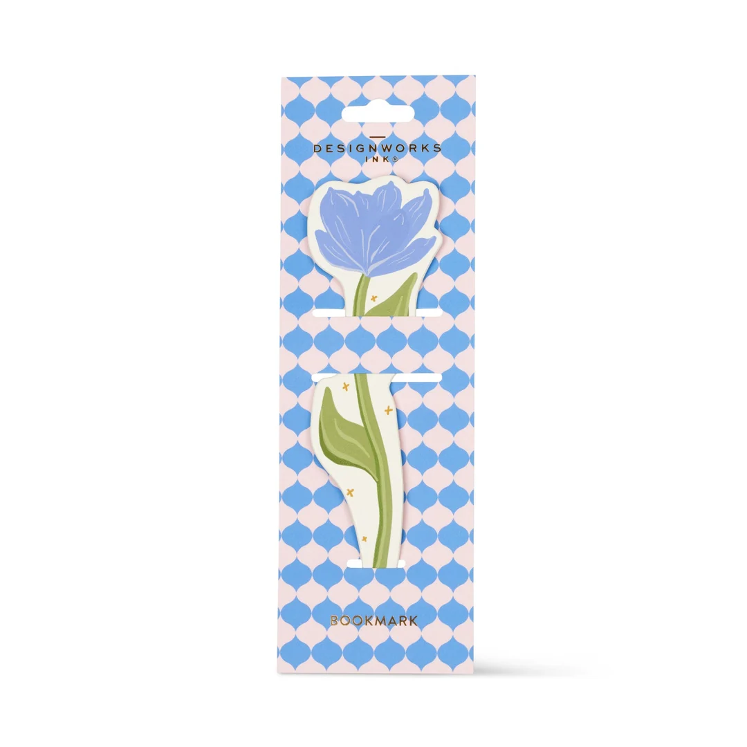 Marque-page floral encadré en similicuir – Magnolia
