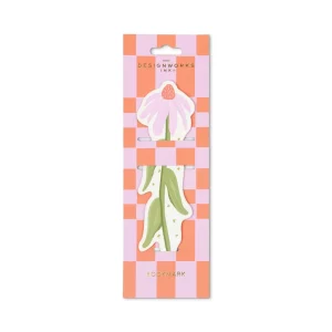 Marque-page floral encadré en similicuir – Échinacée