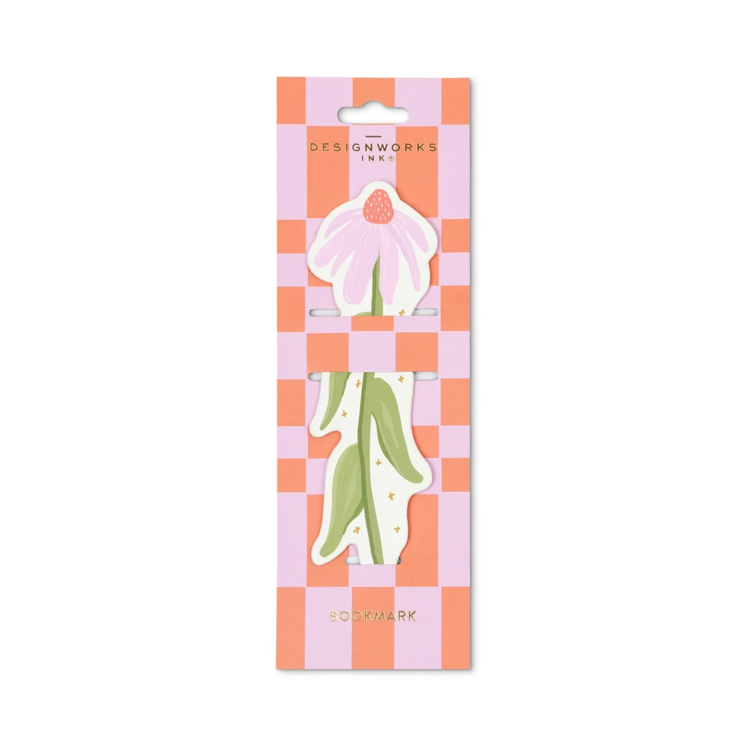 Marque-page floral encadré en similicuir – Échinacée