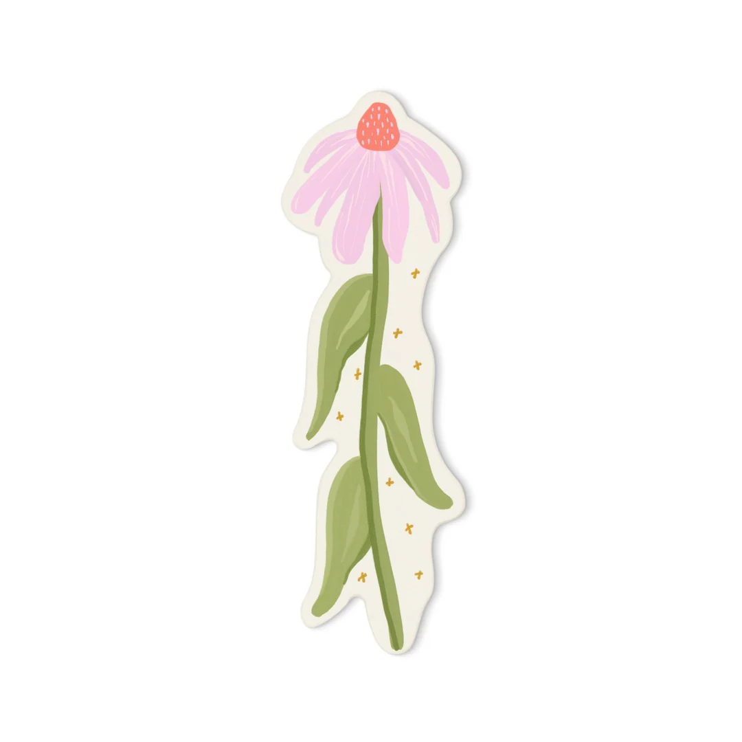 Marque-page floral encadré en similicuir – Échinacée – Image 2